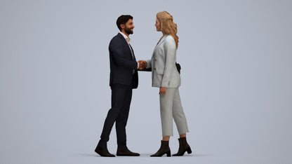 3D human model woman business, photogrammetry scanned person for archviz, standing pose render
