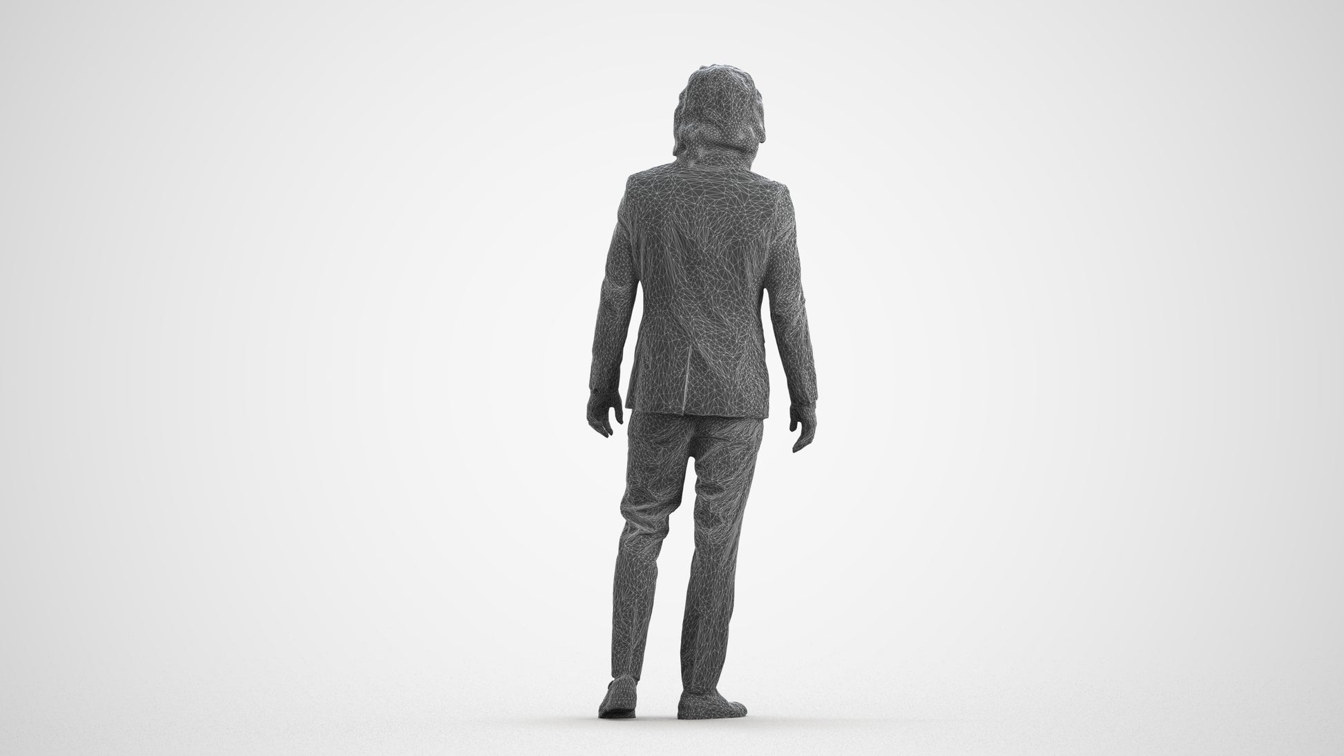 scanned 3D man business, photogrammetry people for Enscape and V-Ray, wireframe front view