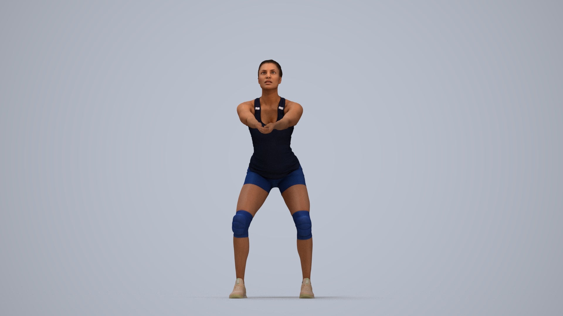 realistic 3D people woman sport, render-ready for V-Ray and Corona, FBX OBJ, top-down view render