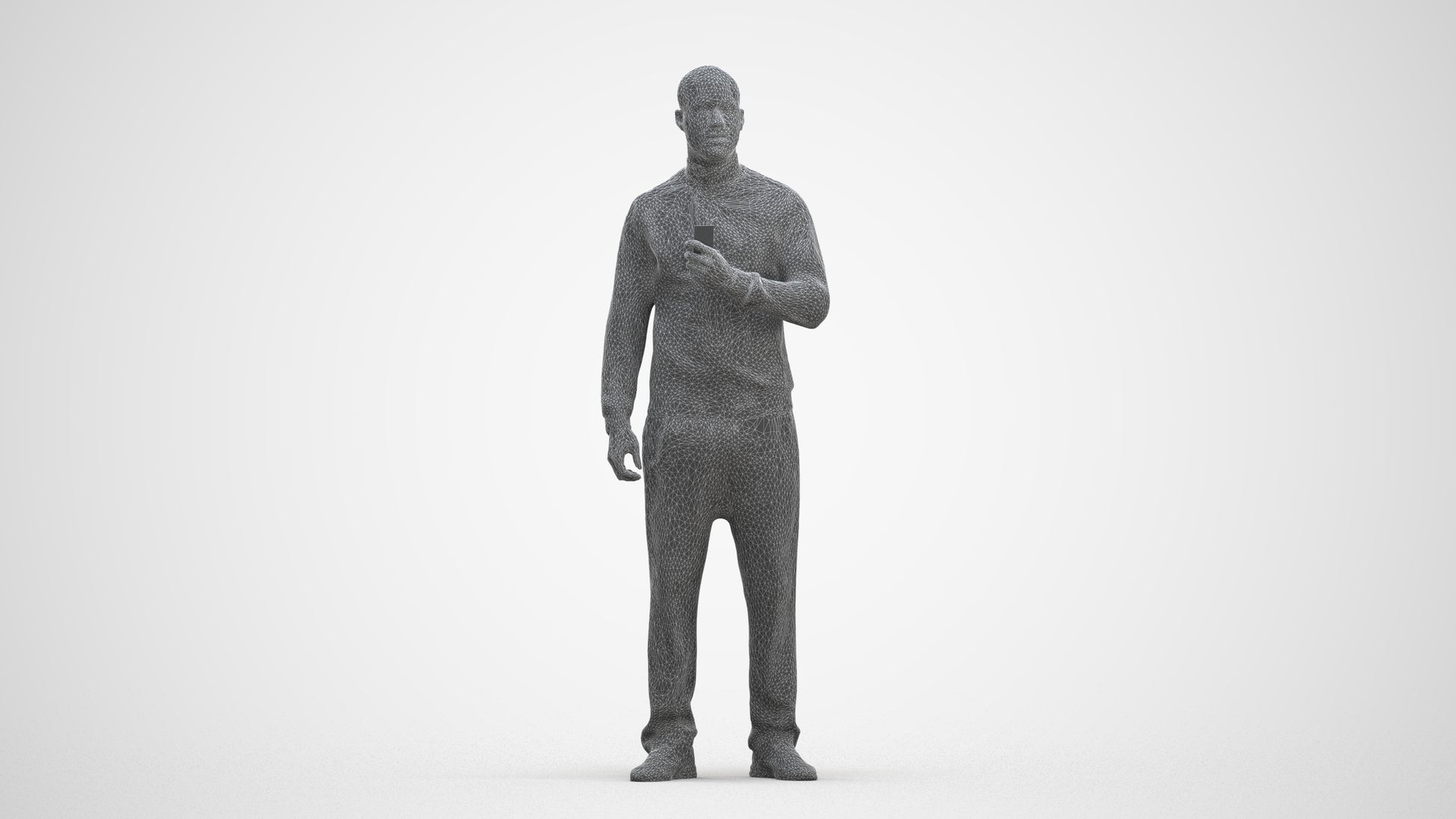 3D scanned man standing sport, photorealistic archviz people for Enscape and SketchUp, side view render