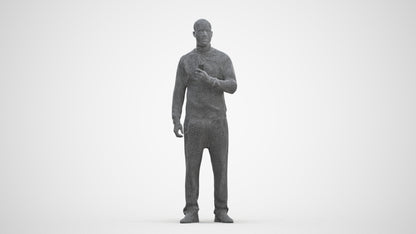 3D scanned man standing sport, photorealistic archviz people for Enscape and SketchUp, side view render
