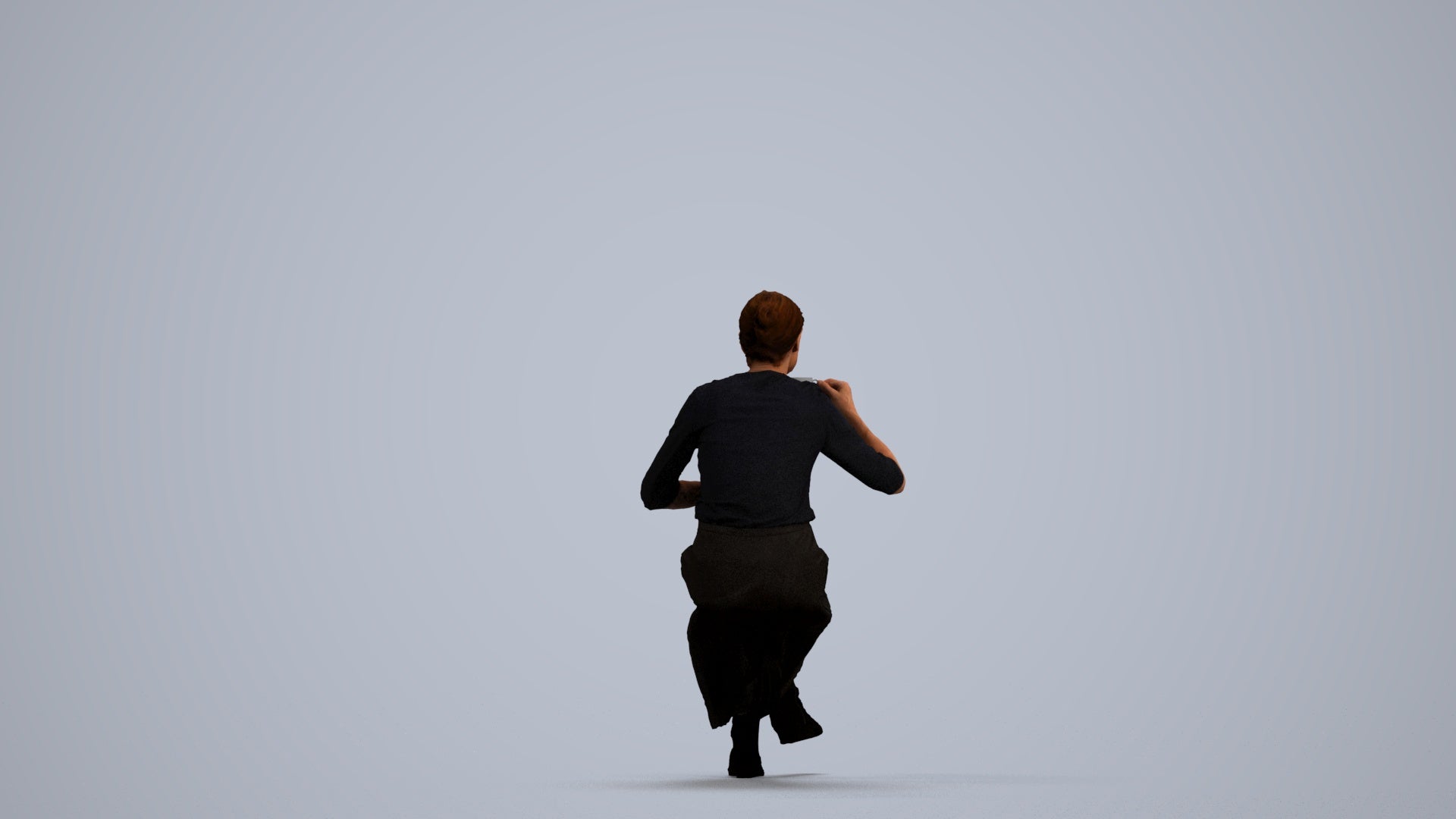 realistic 3D people senior woman casual sitting, render-ready for V-Ray and Corona, FBX OBJ, front view render