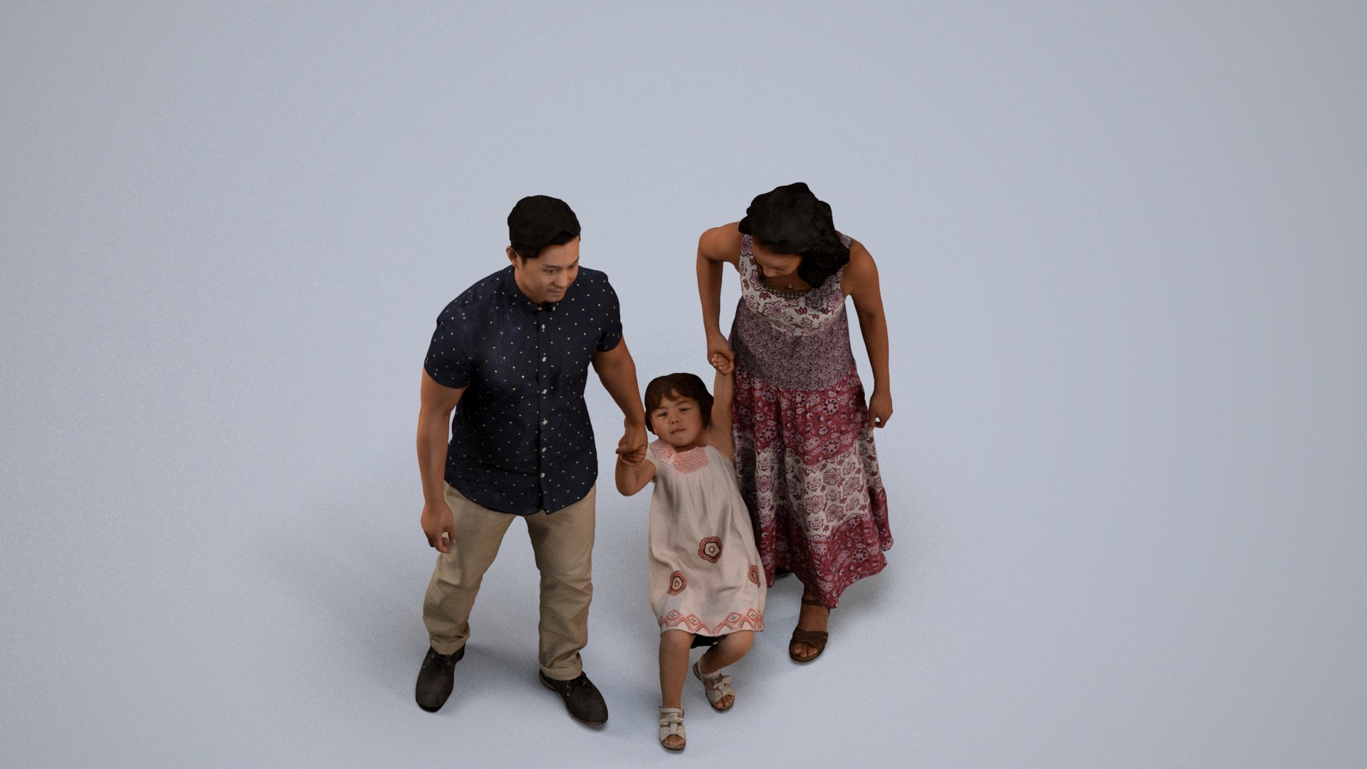 3D people model girl casual kids, scanned human for 3ds Max rendering, back view render