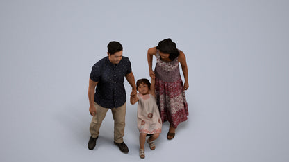 3D people model girl casual kids, scanned human for 3ds Max rendering, back view render