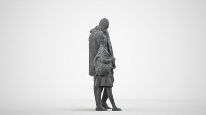 realistic 3D human girl business kids, archviz people FBX OBJ for Blender, wireframe side view