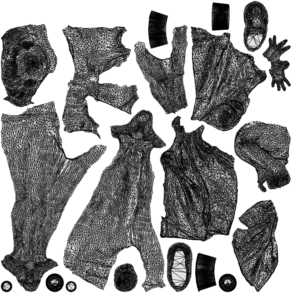 scanned 3D woman sport, photogrammetry people for Enscape and V-Ray, wireframe top-down view