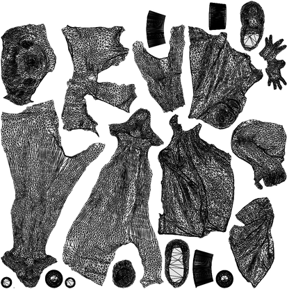 scanned 3D woman sport, photogrammetry people for Enscape and V-Ray, wireframe top-down view