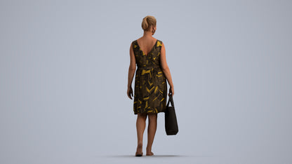3D scanned woman shopping casual, photorealistic archviz people for Enscape and SketchUp, front view render