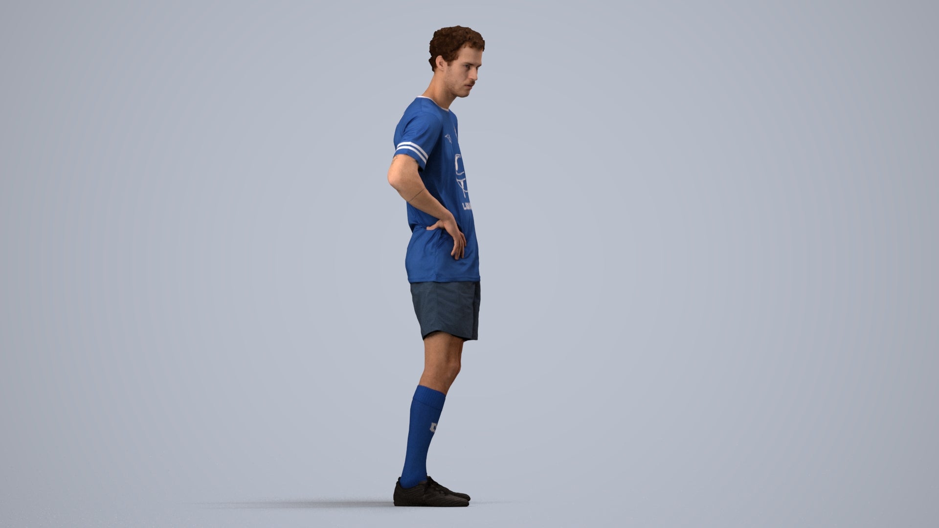 3D scanned man sport, photorealistic archviz people for Enscape and SketchUp, side view render