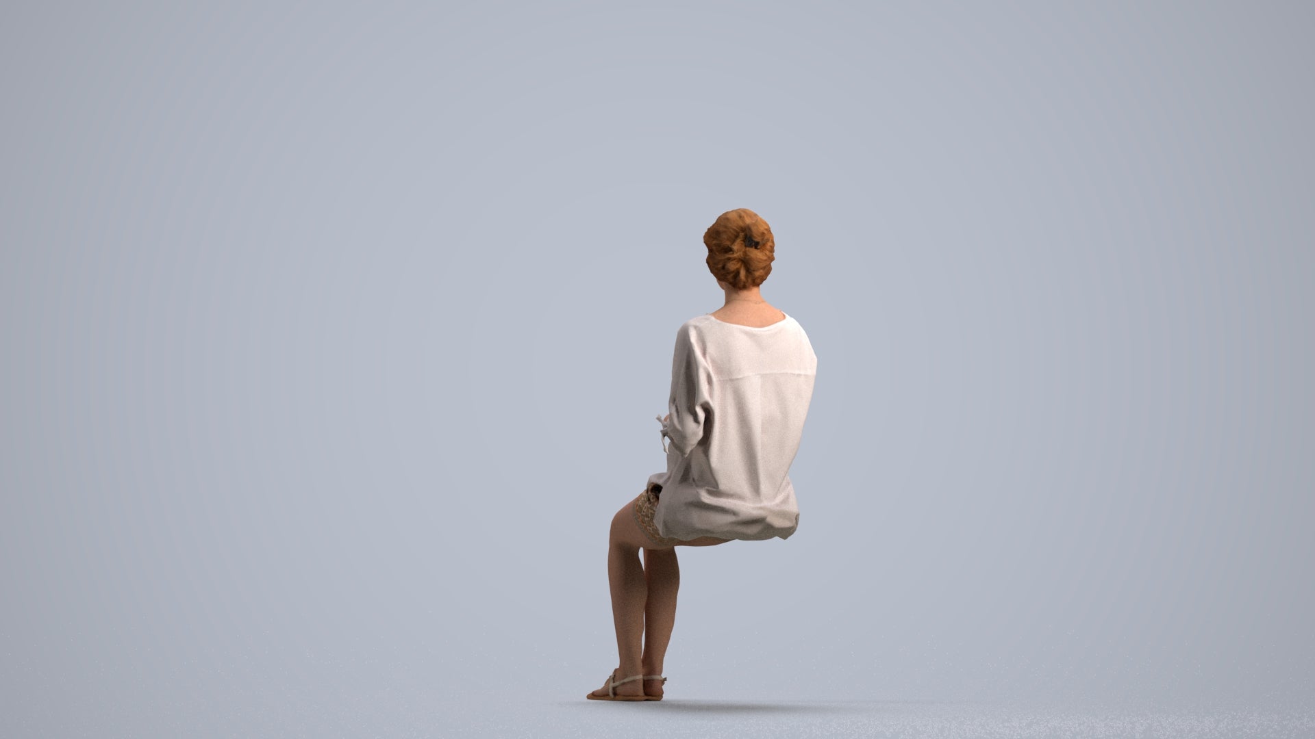 realistic 3D people woman casual sitting, render-ready for V-Ray and Corona, FBX OBJ, front view render