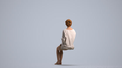 realistic 3D people woman casual sitting, render-ready for V-Ray and Corona, FBX OBJ, front view render