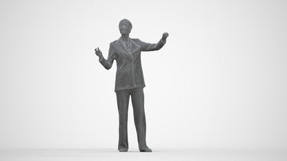scanned 3D senior woman business, photogrammetry people for Enscape and V-Ray, wireframe back view