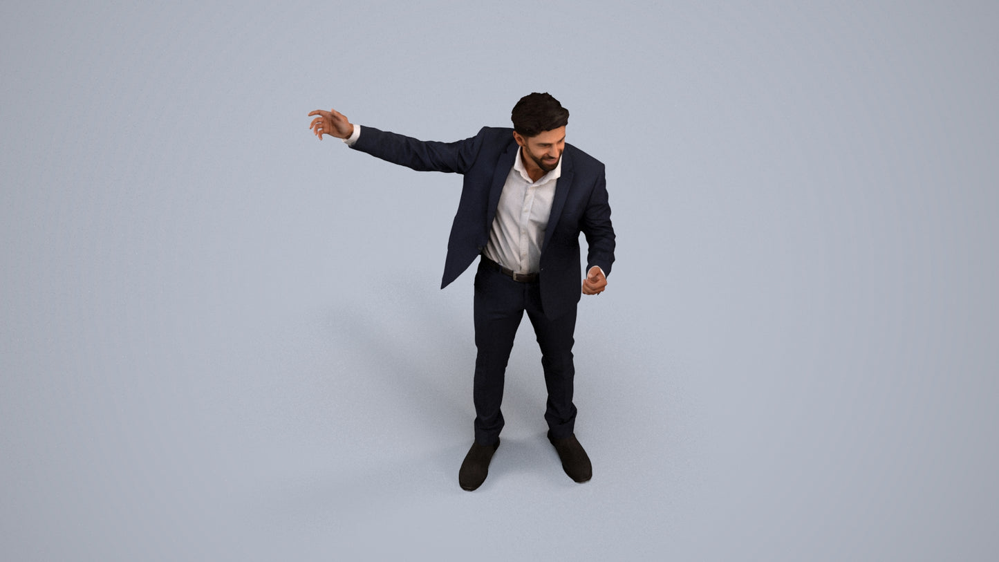 realistic 3D man business, scanned archviz people for Blender and 3ds Max, back view render
