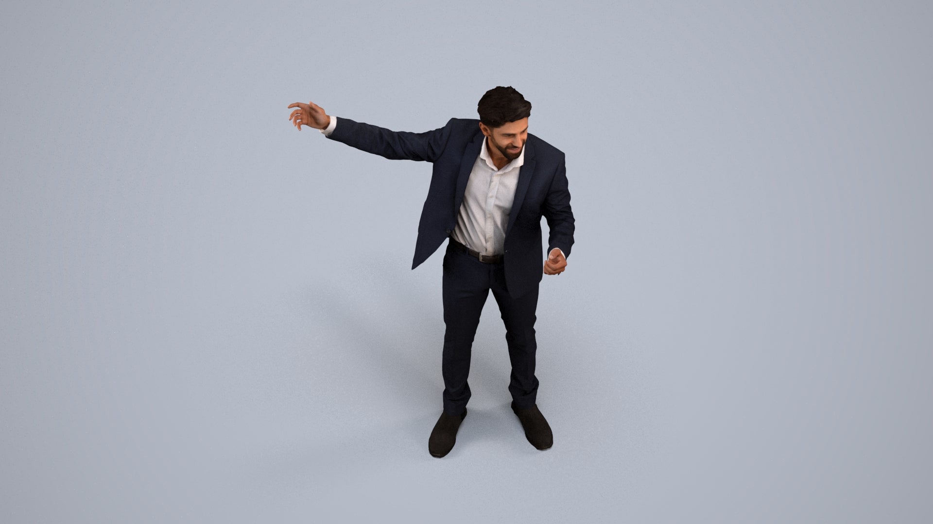 realistic 3D man business, scanned archviz people for Blender and 3ds Max, back view render