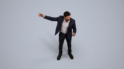 realistic 3D man business, scanned archviz people for Blender and 3ds Max, back view render