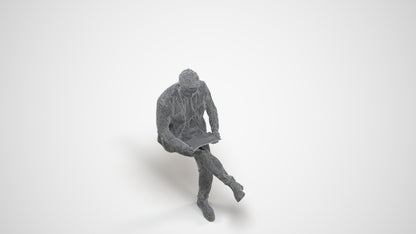 scanned 3D man business, photogrammetry people for Enscape and V-Ray, wireframe three-quarter view