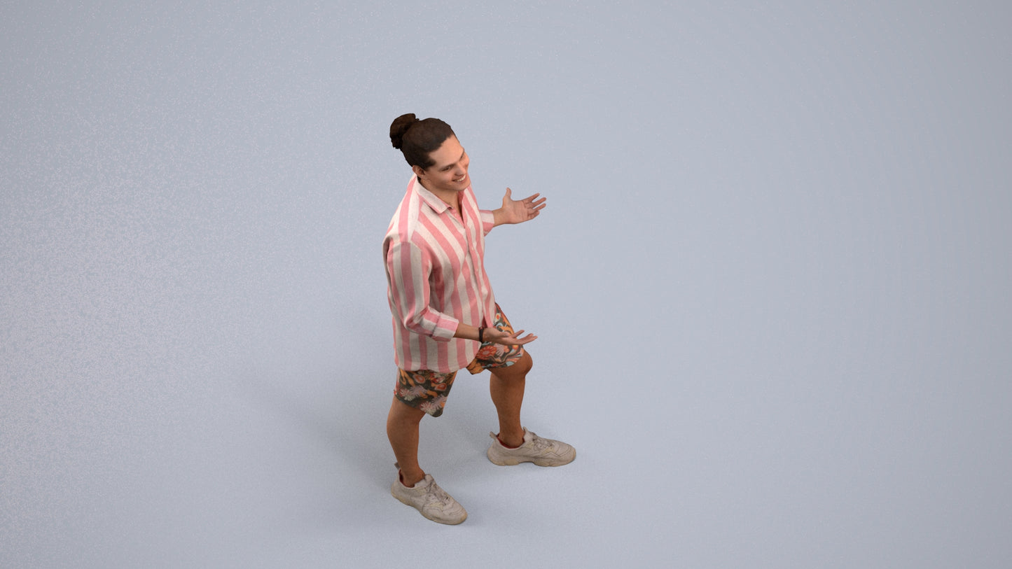 scanned 3D man casual standing, photogrammetry people for Enscape and V-Ray, back view render