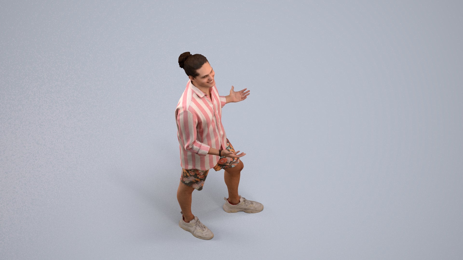scanned 3D man casual standing, photogrammetry people for Enscape and V-Ray, back view render