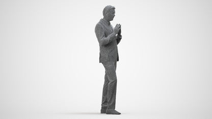 realistic 3D human man business, archviz people FBX OBJ for Blender, wireframe side view