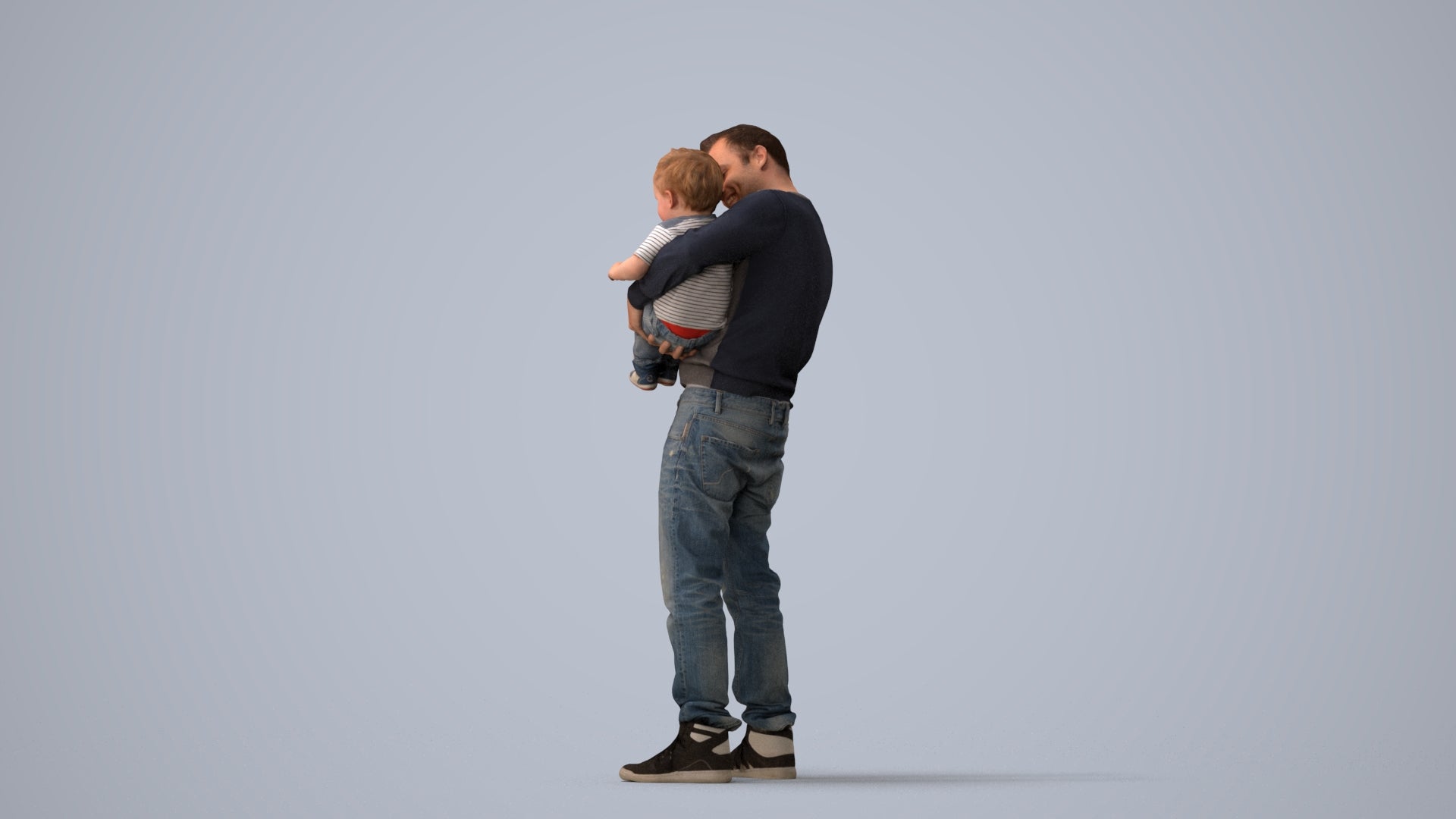 3D people model boy casual kids, scanned human for 3ds Max rendering, three-quarter view render