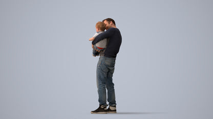 3D people model boy casual kids, scanned human for 3ds Max rendering, three-quarter view render