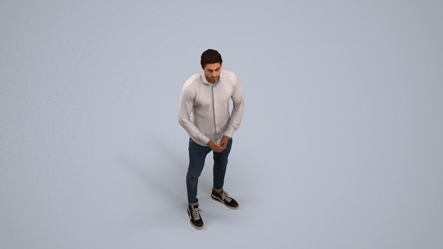 realistic 3D people man casual standing, render-ready for V-Ray and Corona, FBX OBJ, back view render