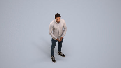 realistic 3D people man casual standing, render-ready for V-Ray and Corona, FBX OBJ, back view render