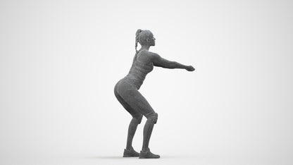 realistic 3D people woman sport, render-ready for V-Ray and Corona, FBX OBJ, wireframe side view