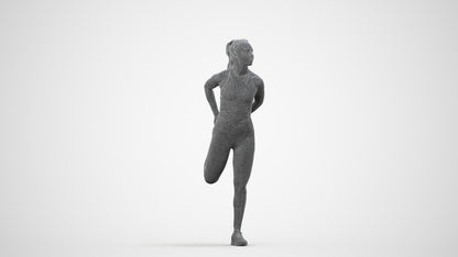 realistic 3D woman sport, scanned archviz people for Blender and 3ds Max, wireframe side view