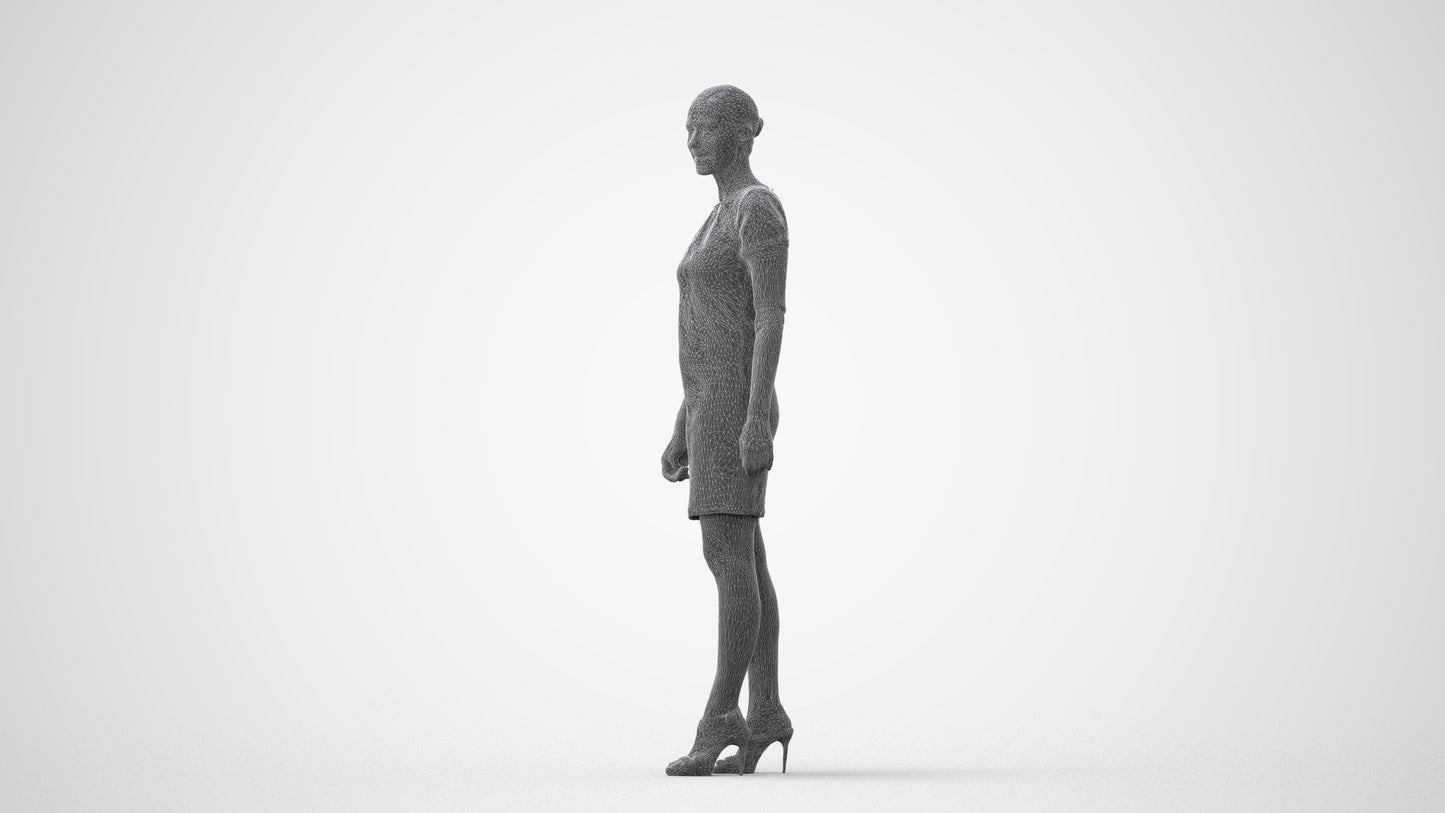 realistic 3D people woman business standing, render-ready for V-Ray and Corona, FBX OBJ, square thumbnail