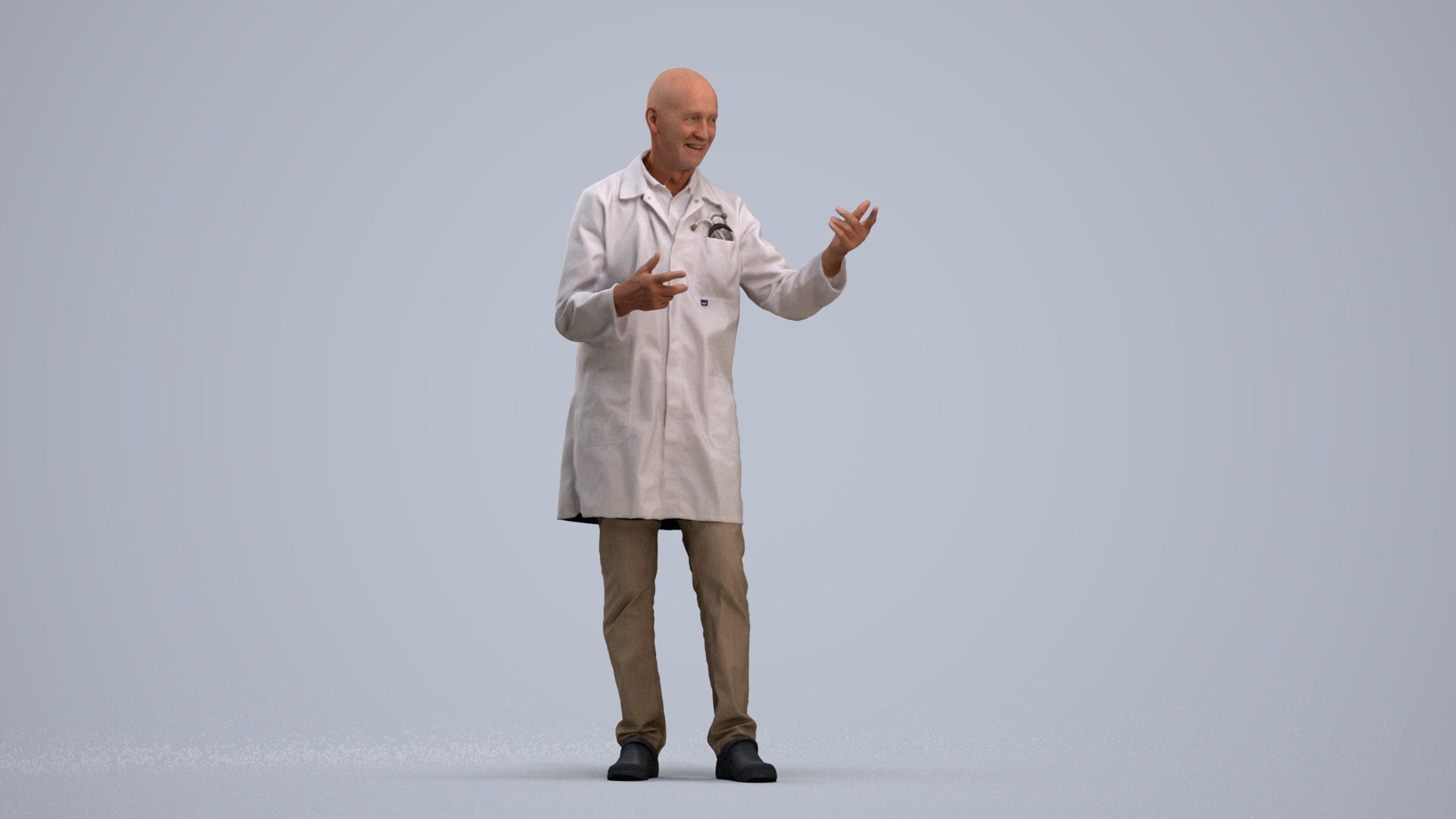 3D scanned senior man medical, photorealistic archviz people for Enscape and SketchUp, standing pose render