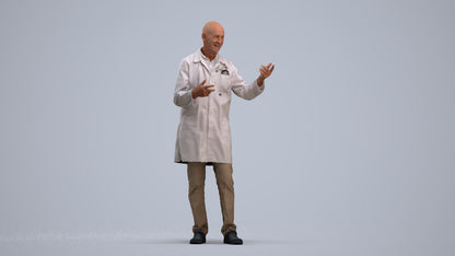 3D scanned senior man medical, photorealistic archviz people for Enscape and SketchUp, standing pose render