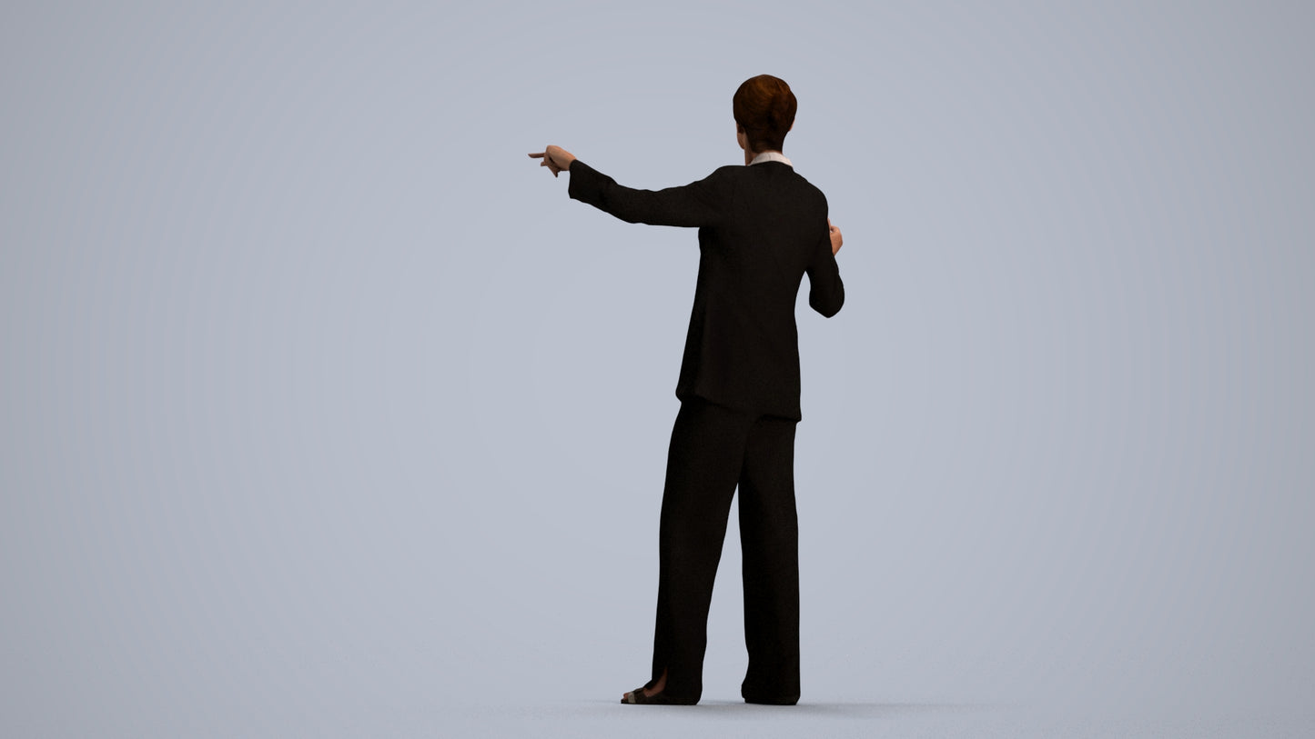 scanned 3D senior woman business, photogrammetry people for Enscape and V-Ray, front view render