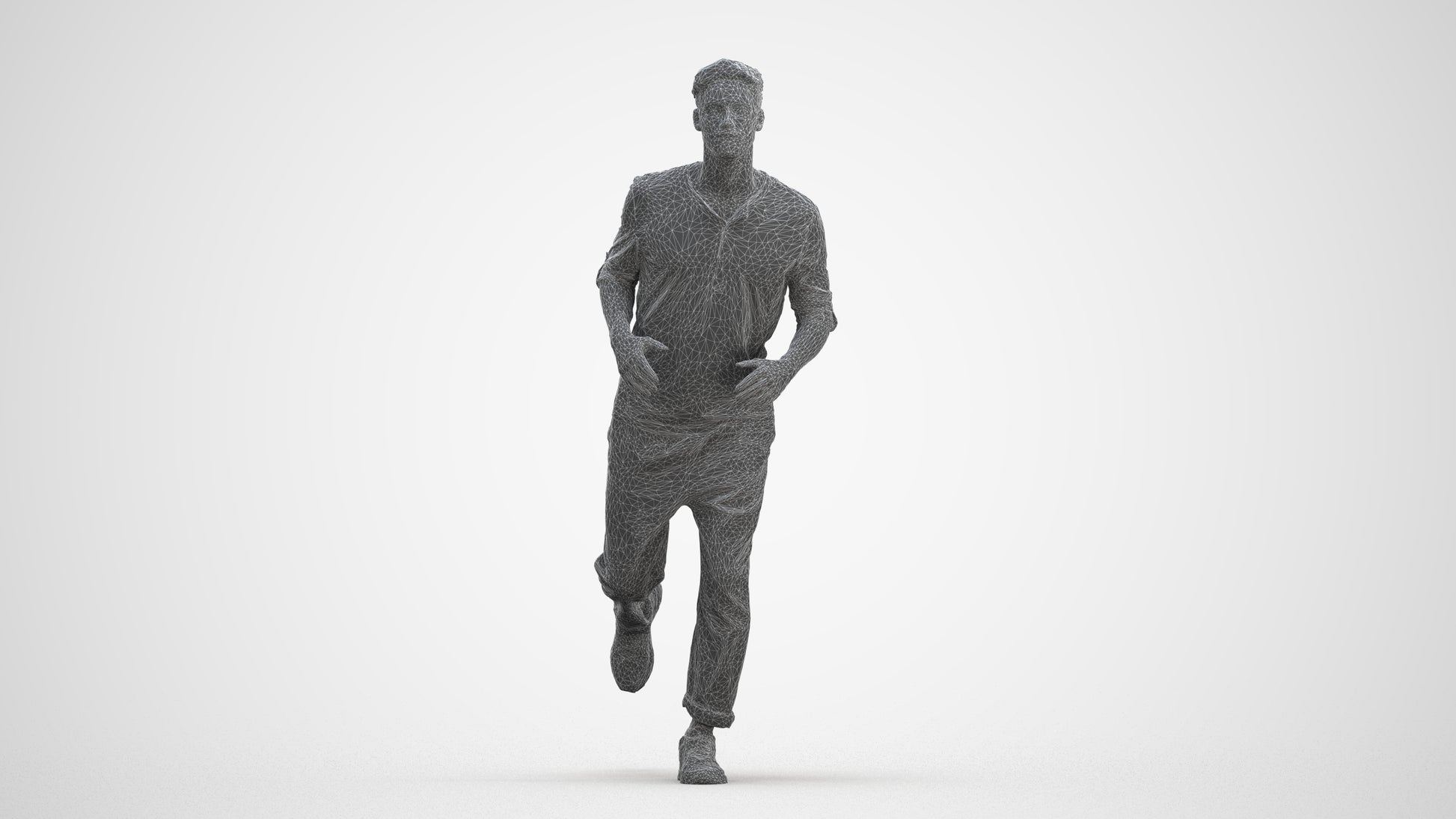 scanned 3D man casual sport, photogrammetry people for Enscape and V-Ray, three-quarter front view render