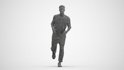 scanned 3D man casual sport, photogrammetry people for Enscape and V-Ray, three-quarter front view render