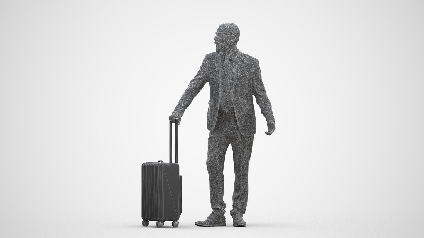 realistic 3D senior man business, scanned archviz people for Blender and 3ds Max, three-quarter front view render