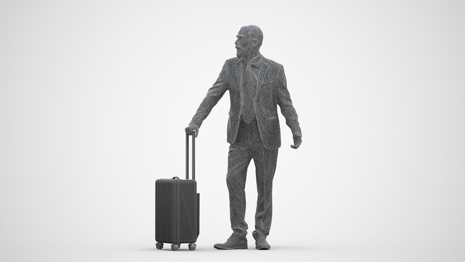 realistic 3D senior man business, scanned archviz people for Blender and 3ds Max, three-quarter front view render