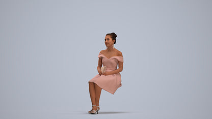 3D human model woman formal, photogrammetry scanned person for archviz, standing pose render
