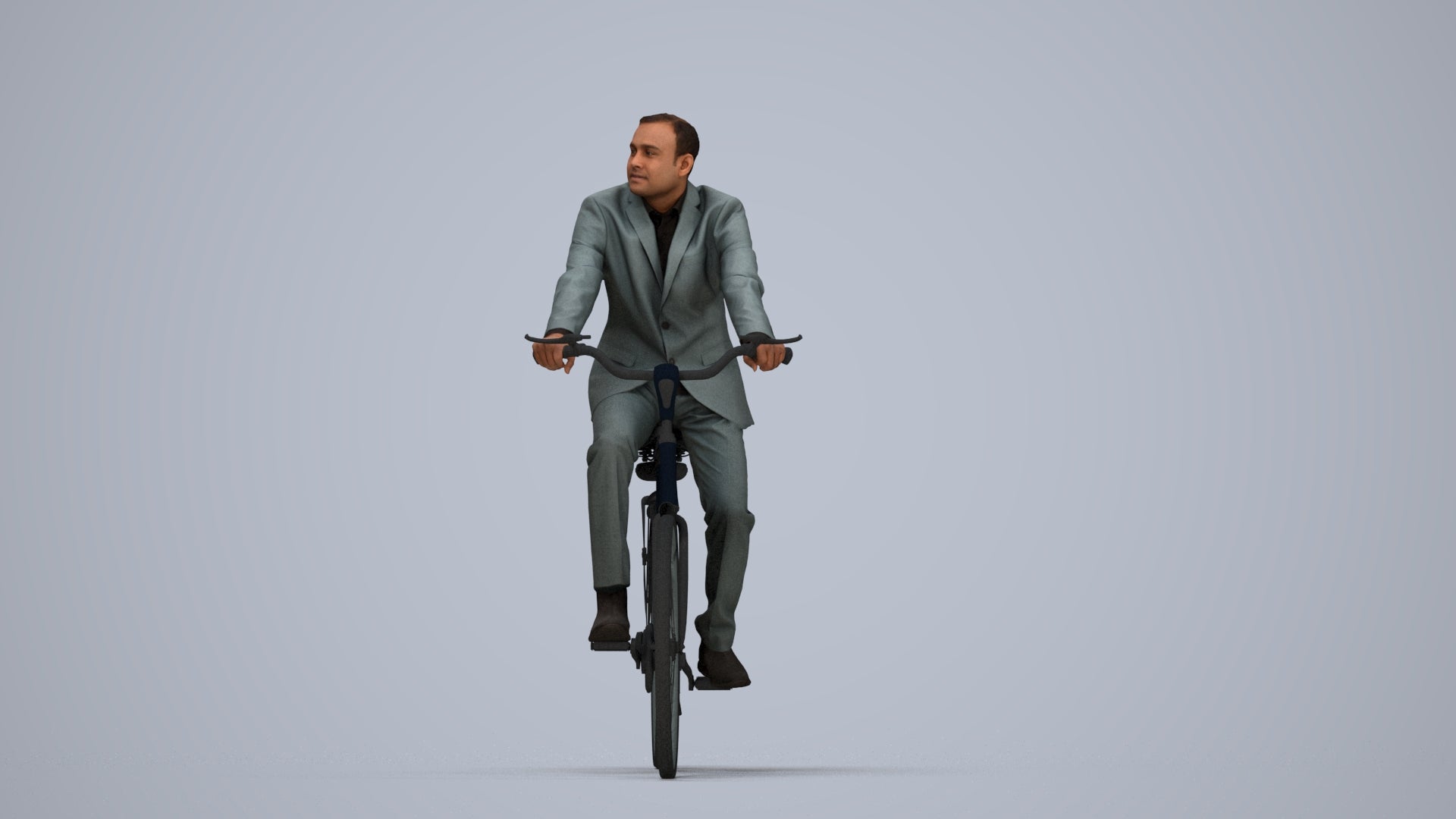 3D people model man business cycling, scanned human for 3ds Max rendering, top-down view render