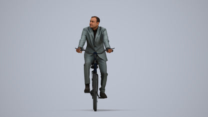 3D people model man business cycling, scanned human for 3ds Max rendering, top-down view render