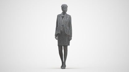 realistic 3D human woman business walking, archviz people FBX OBJ for Blender, three-quarter front view render