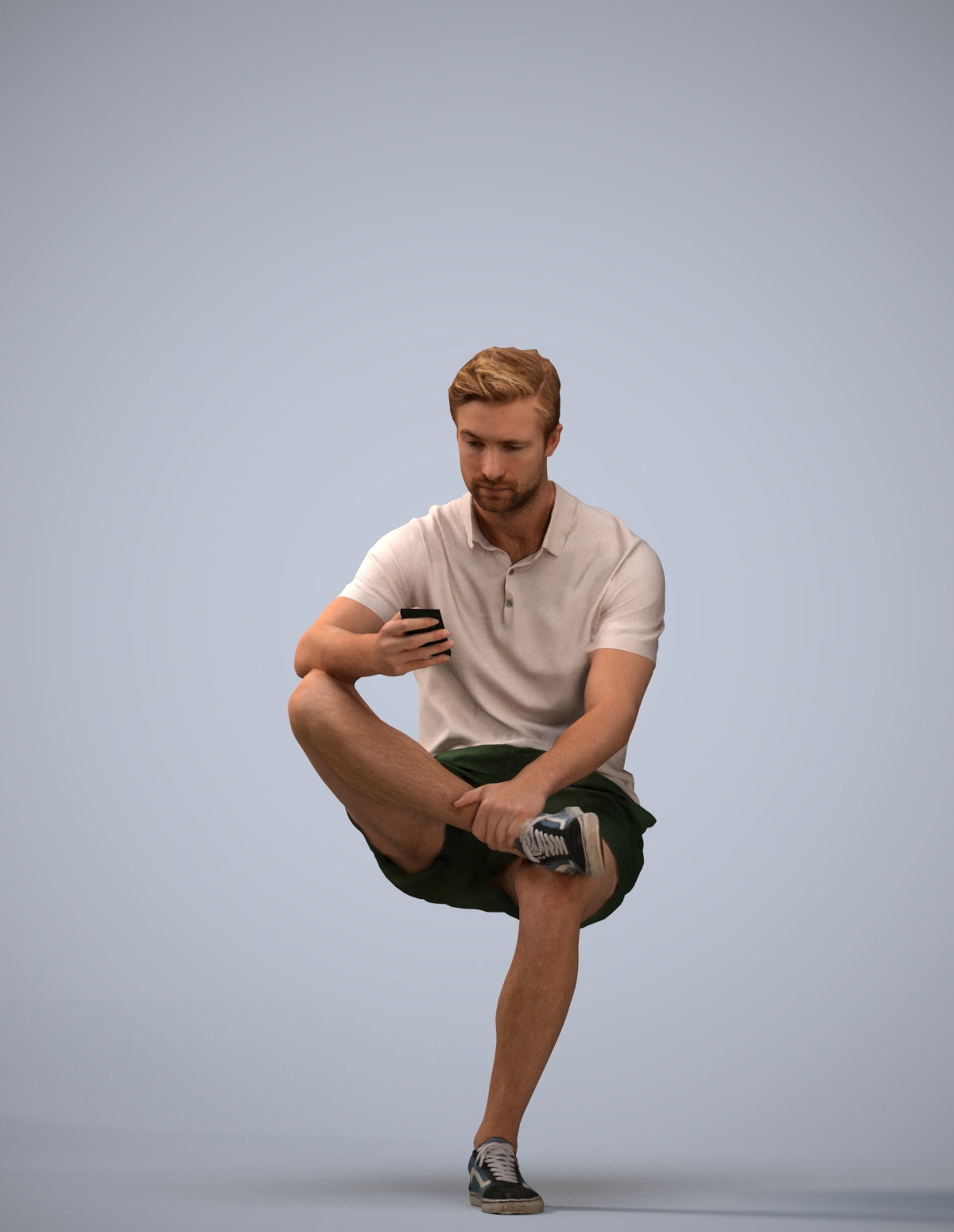 photogrammetry 3D man casual sitting, realistic human model archviz FBX