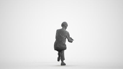 realistic 3D senior woman medical, scanned archviz people for Blender and 3ds Max, wireframe front view