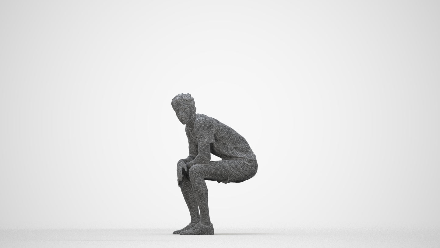 photogrammetry 3D man sport, realistic human model archviz FBX, wireframe back view