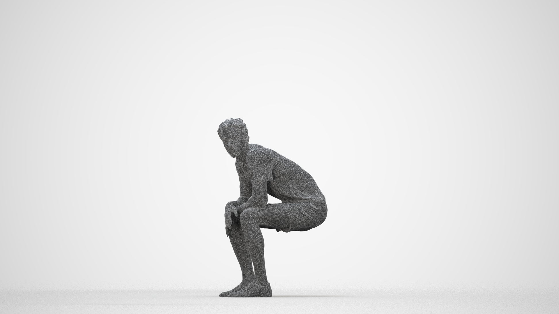 photogrammetry 3D man sport, realistic human model archviz FBX, wireframe back view