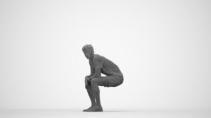 photogrammetry 3D man sport, realistic human model archviz FBX, wireframe back view