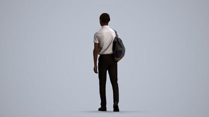 scanned 3D boy kids, photogrammetry people for Enscape and V-Ray, front view render