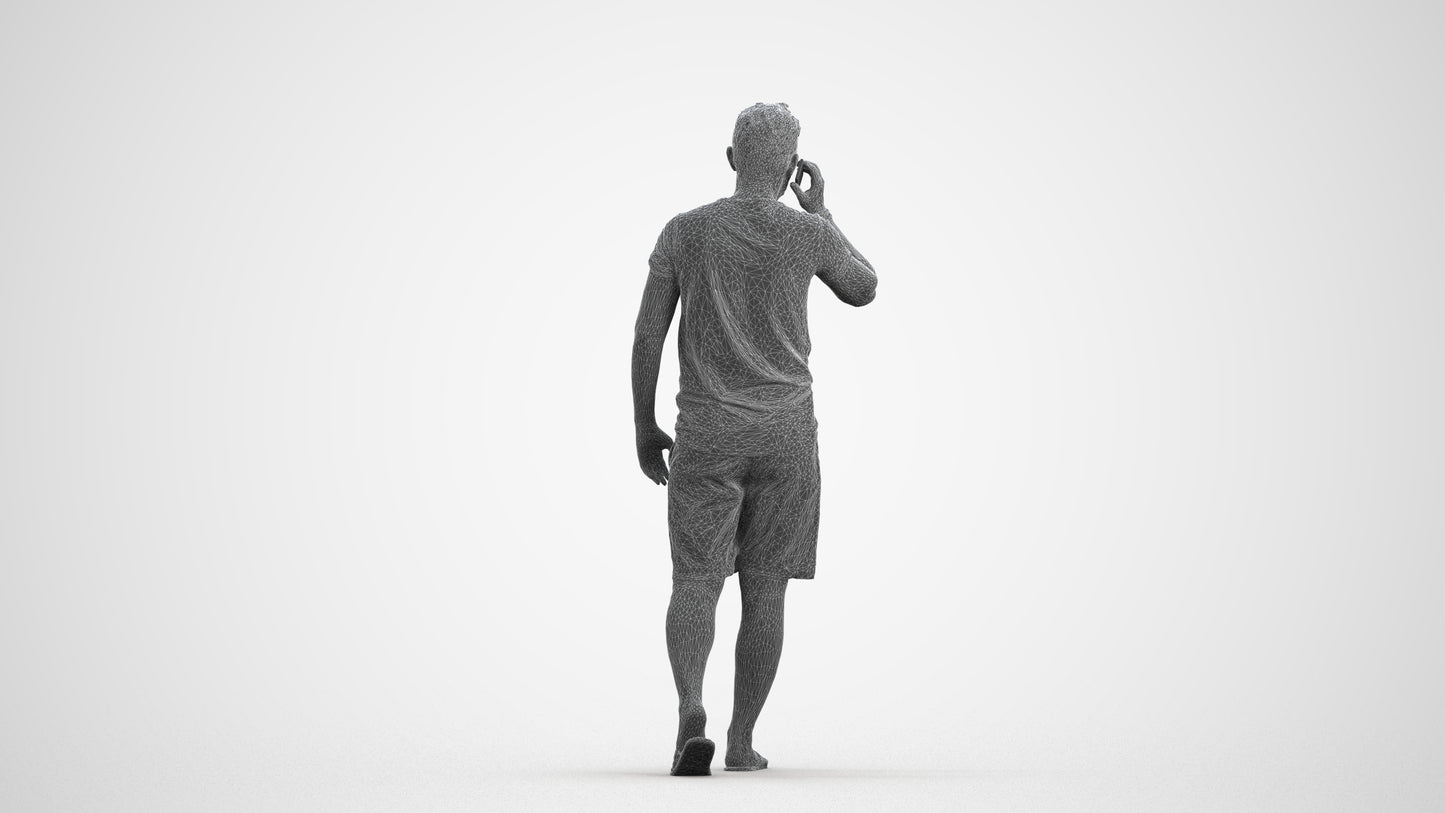 realistic 3D human man walking, archviz people FBX OBJ for Blender, wireframe front view