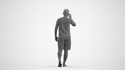 realistic 3D human man walking, archviz people FBX OBJ for Blender, wireframe front view