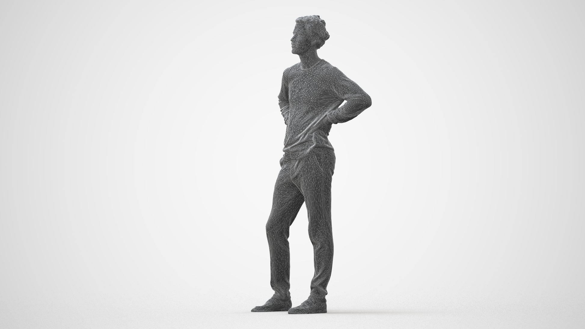 3D human model man casual standing, photogrammetry scanned person for archviz, square thumbnail